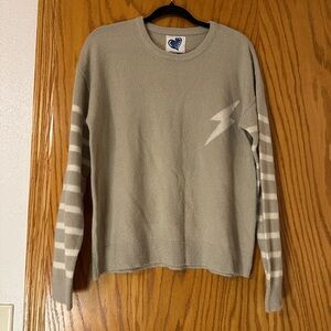 Just Madison Beige Sweater with Striped Sleeves - NWOT - Size M/L